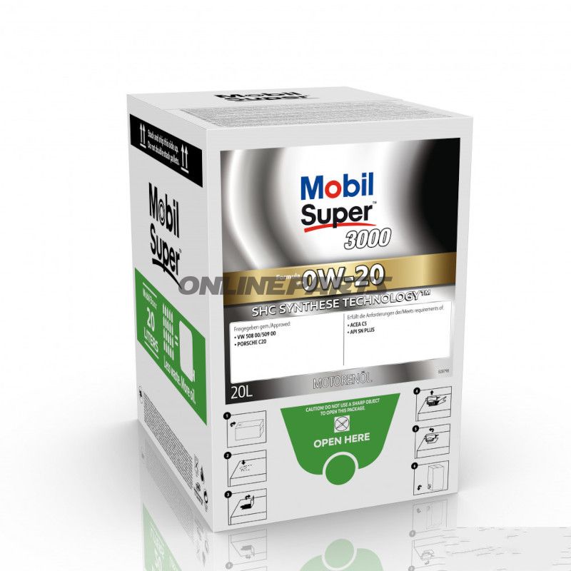 Motorolie 0W20 20 liter SUP3000 til-V BAG IN BOX