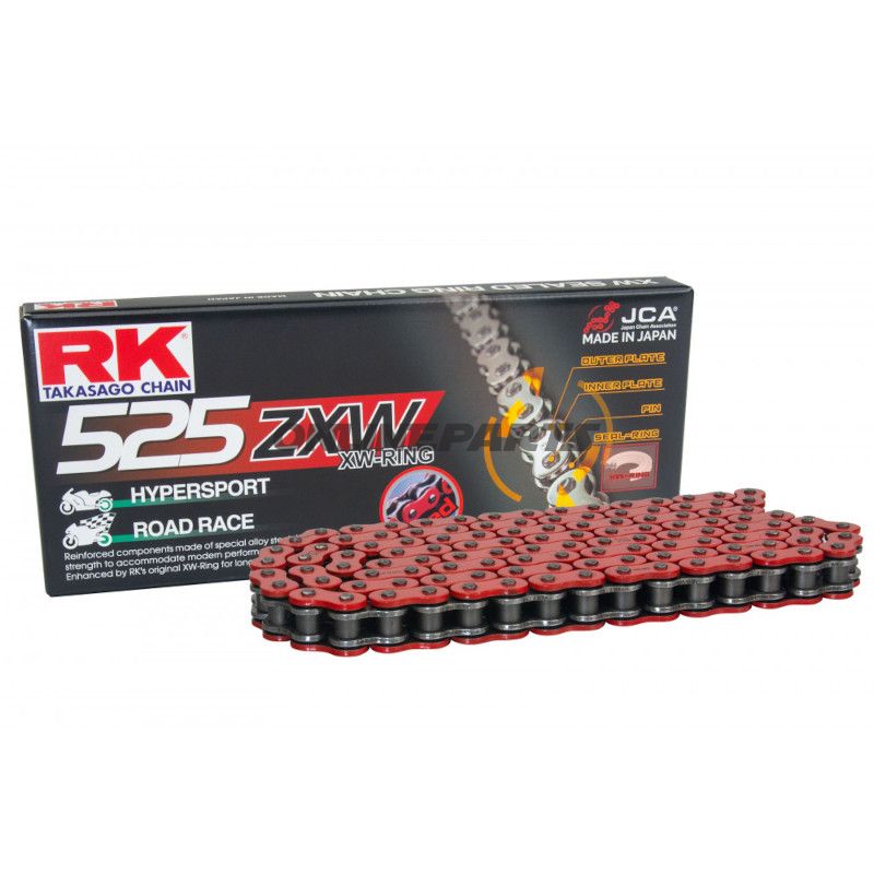 RK XW-ringkæde rød 525 ZXW/108 Kæde åben med Nietschloss