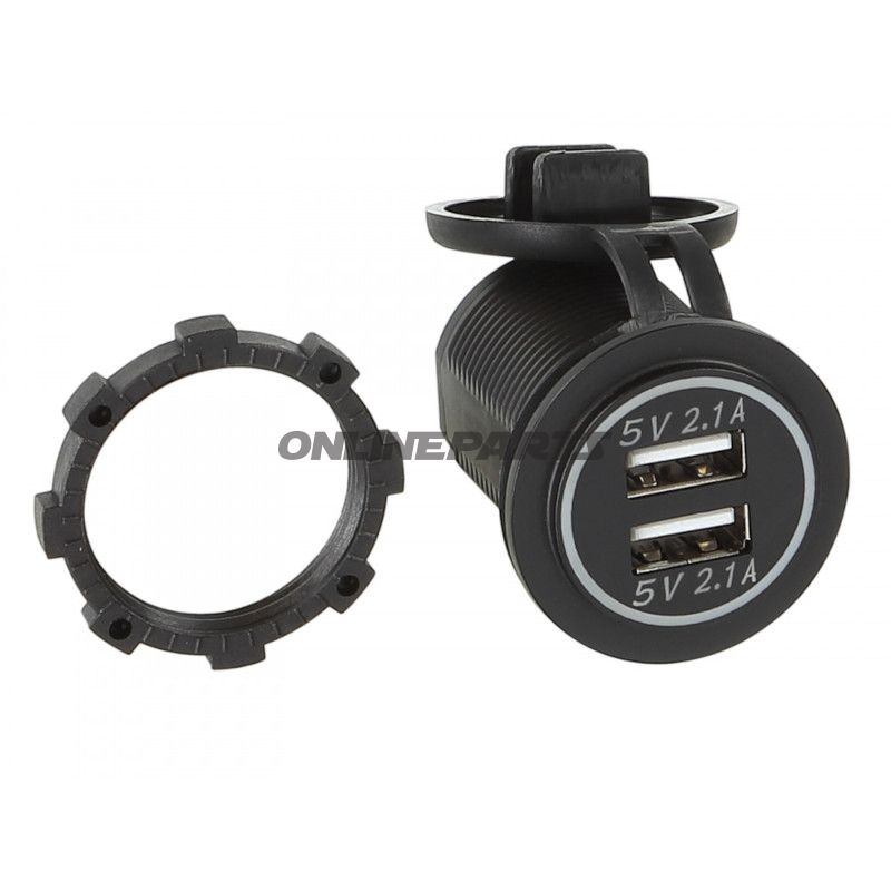 Doppelsteckdose USB 12V/24V 2x 2.1A für Einbau