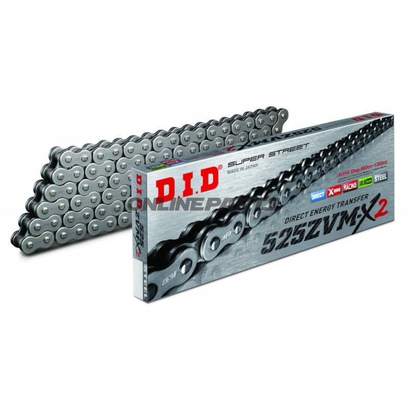 DID X-Ringkæde 525ZVMX2/128 Kæde åben med Nietslås
