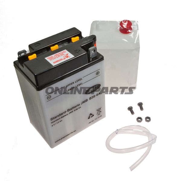 Motorcykelbatteri B38-6A Jmtincluding Acid Pack