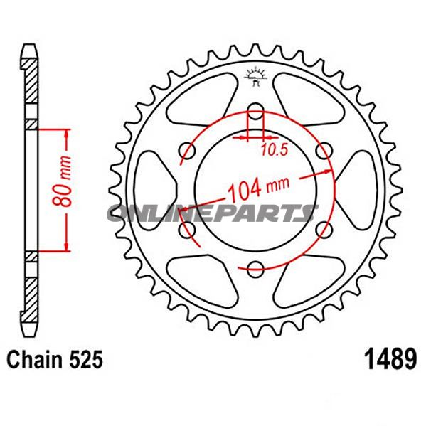 Tandhjul 38Z tænder 420 Indre diameter 064 Hulmønster 080