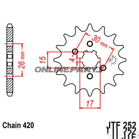 For tandhjul 12 Tooth Pitch 420Large Spline 6 Inner Diameter 15/17