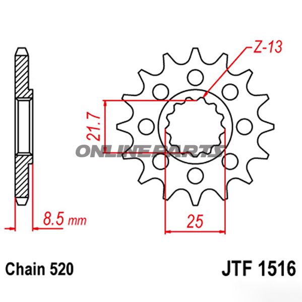 Racing-tandhjul 15Z dele 520 fint tandet indre diameter 21.7/25