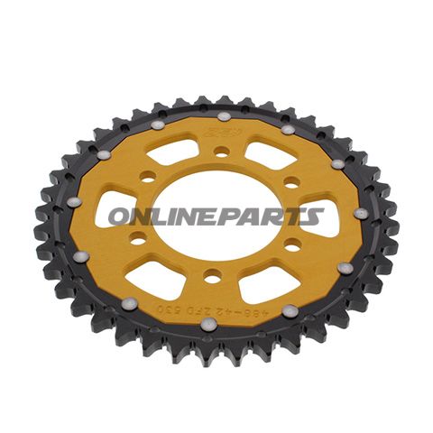 Tandhjul Dual 42Z tænder 530 guld ZF Indre diameter 080 Hulmønster 104