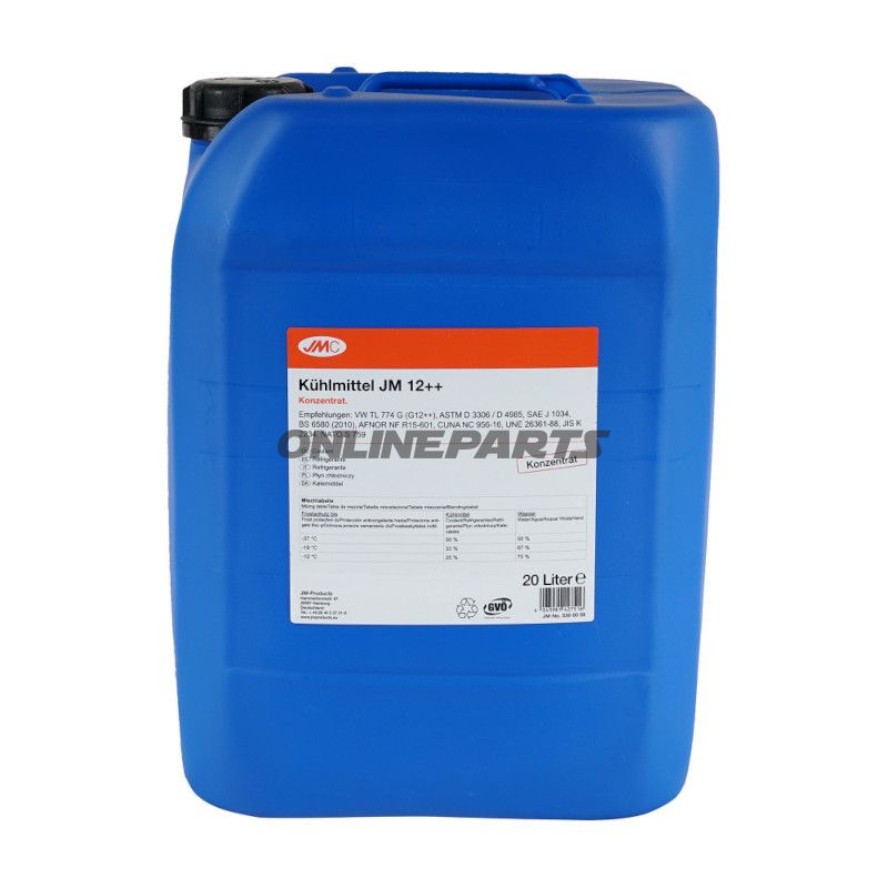 KØLEVÆSKE JM 12++ 20L JMC MED FROSTBESKYTTELSE AFLØBSHANE 6502007