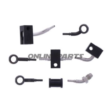 FLETTET STÅL BREMSESLANGE KIT FITTINGS SORT 4 DELE