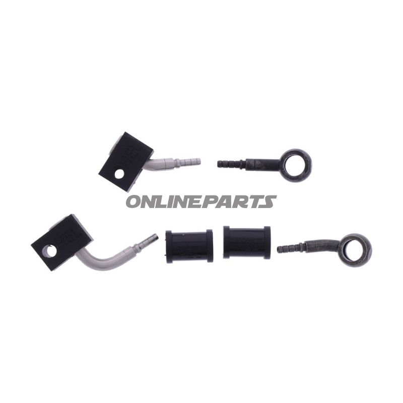 FLETTET STÅL BREMSESLANGE KIT FITTINGS SORT 2 DELE