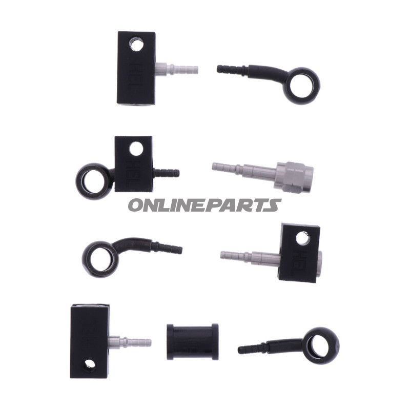 FLETTET STÅL BREMSESLANGE KIT FITTINGS SORT 4 DELE