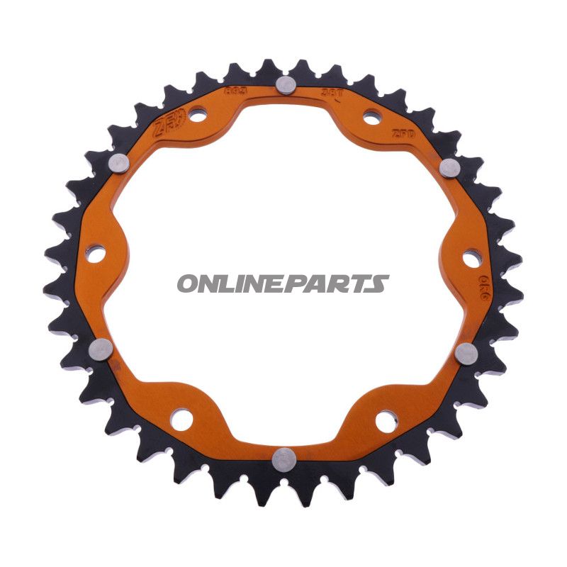 Tandhjul Dual 38T Pitch 525 orange ZF Indvendig diameter 153 Bolt cirkel 155 bl.a. KTM Super Duke 1290 GT LC8 ABS Euro5