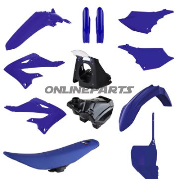 Komplet sæt blå/sort bl.a. Yamaha YZ 250 2T 