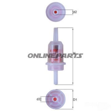 Brændstoffilter Mahle KL 23 8 mm
